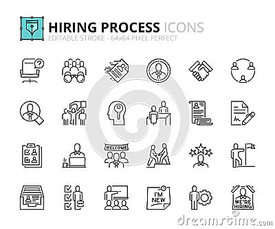 Outline icons about hiring process Vector Illustration