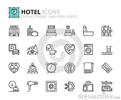 Outline icons about hotel Vector Illustration