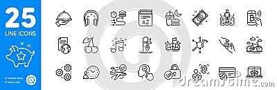 Outline icons set. Change card, Flag and Time management icons. For website app. Vector Vector Illustration
