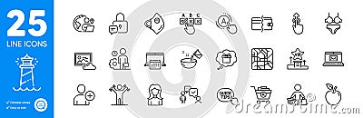 Outline icons set. Consulting business, Payment methods and Dumbbells workout icons. For website app. Vector Stock Photo