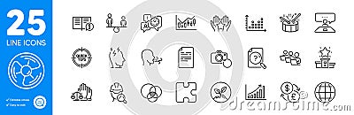 Outline icons set. Dot plot, Puzzle and Financial diagram icons. For website app. Vector Vector Illustration