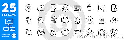 Outline icons set. Dry t-shirt, Dollar money and Education icons. For website app. Vector Stock Photo