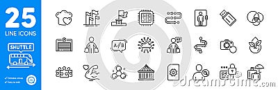 Outline icons set. Euler diagram, Chemistry molecule and File management icons. For website app. Vector Vector Illustration
