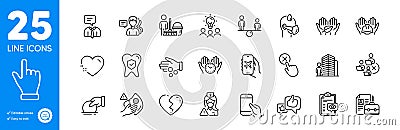 Outline icons set. Flight mode, Reject click and Cleaning icons. For website app. Vector Stock Photo