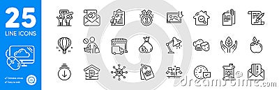 Outline icons set. Inspect, Cash and Potato icons. For website app. Vector Vector Illustration