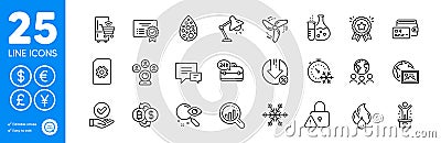 Outline icons set. Lock, Artificial colors and Search icons. For website app. Vector Vector Illustration