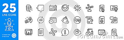 Outline icons set. Puzzle, Calendar graph and Inspect icons. For website app. Vector Vector Illustration