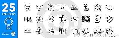 Outline icons set. Reward, Rating stars and Checkbox icons. For website app. Vector Vector Illustration