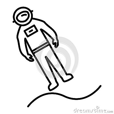Outline illustration of an astronaut landing icon Cartoon Illustration
