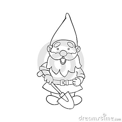 Outline illustration of garden gnome Vector Illustration