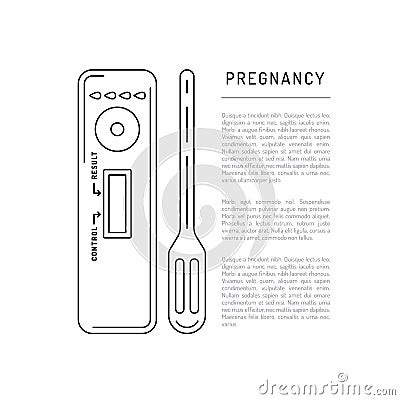 Vector outline silhouettes pregnancy test Vector Illustration