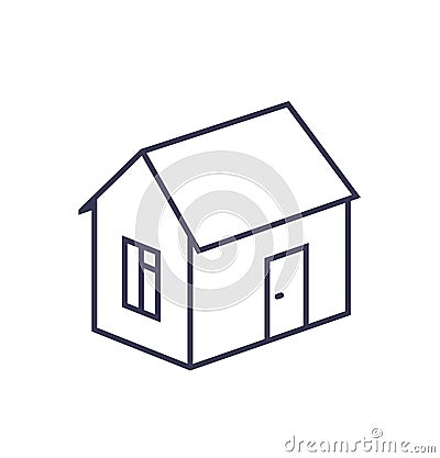 Outline image of a house on a white background. Stock Photo