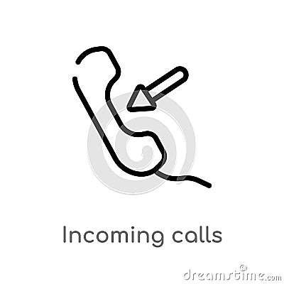 outline incoming calls vector icon. isolated black simple line element illustration from ultimate glyphicons concept. editable Vector Illustration