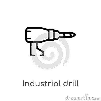 outline industrial drill vector icon. isolated black simple line element illustration from industry concept. editable vector Vector Illustration