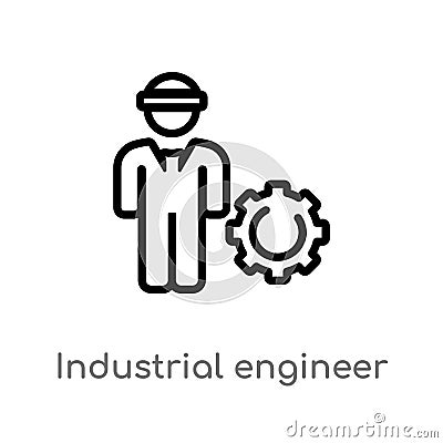 outline industrial engineer vector icon. isolated black simple line element illustration from industry concept. editable vector Vector Illustration