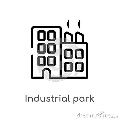 outline industrial park vector icon. isolated black simple line element illustration from real estate concept. editable vector Vector Illustration