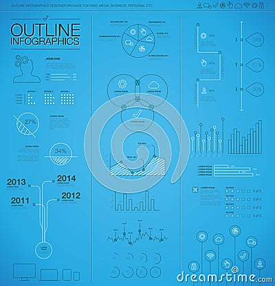 Outline infographic business vector elements. Modern thin line. Vector Illustration