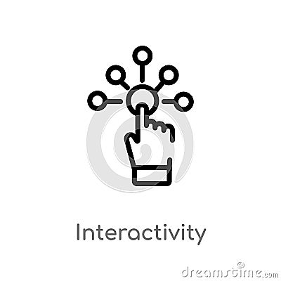 outline interactivity vector icon. isolated black simple line element illustration from augmented reality concept. editable vector Vector Illustration
