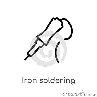 outline iron soldering vector icon. isolated black simple line element illustration from construction and tools concept. editable Vector Illustration