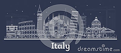 Outline Italy City Skyline with White Buildings Editorial Stock Photo