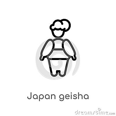 outline japan geisha vector icon. isolated black simple line element illustration from people concept. editable vector stroke Vector Illustration