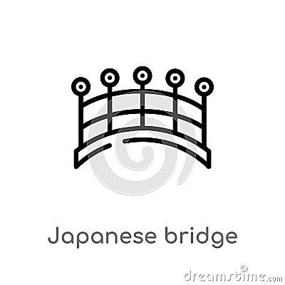 outline japanese bridge vector icon. isolated black simple line element illustration from buildings concept. editable vector Vector Illustration