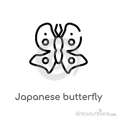 outline japanese butterfly vector icon. isolated black simple line element illustration from animals concept. editable vector Vector Illustration