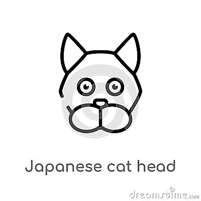 outline japanese cat head vector icon. isolated black simple line element illustration from animals concept. editable vector Vector Illustration