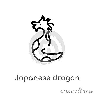 outline japanese dragon vector icon. isolated black simple line element illustration from animals concept. editable vector stroke Vector Illustration