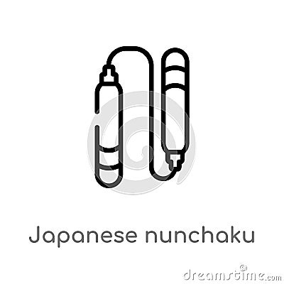 outline japanese nunchaku vector icon. isolated black simple line element illustration from weapons concept. editable vector Vector Illustration