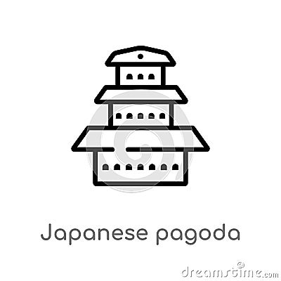 outline japanese pagoda vector icon. isolated black simple line element illustration from buildings concept. editable vector Vector Illustration