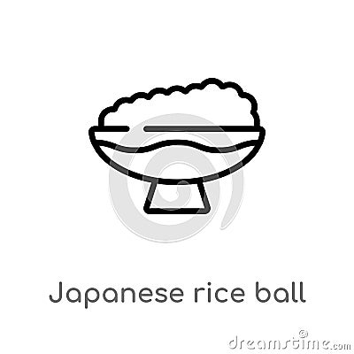 outline japanese rice ball in a bowl vector icon. isolated black simple line element illustration from food concept. editable Vector Illustration