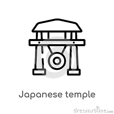 outline japanese temple vector icon. isolated black simple line element illustration from buildings concept. editable vector Vector Illustration