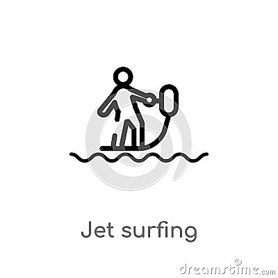 outline jet surfing vector icon. isolated black simple line element illustration from sports concept. editable vector stroke jet Vector Illustration