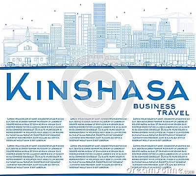 Outline Kinshasa Skyline with Blue Buildings and Copy Space. Stock Photo