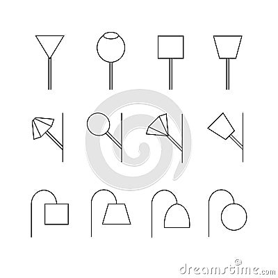 Outline Lamp Set Vector Illustration