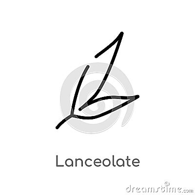 outline lanceolate vector icon. isolated black simple line element illustration from nature concept. editable vector stroke Vector Illustration
