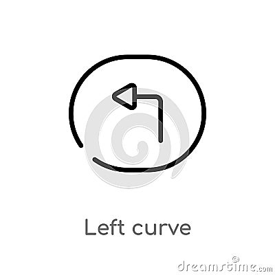 outline left curve vector icon. isolated black simple line element illustration from user interface concept. editable vector Vector Illustration
