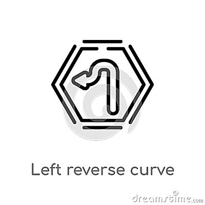 outline left reverse curve vector icon. isolated black simple line element illustration from user interface concept. editable Vector Illustration