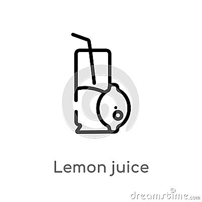 outline lemon juice vector icon. isolated black simple line element illustration from drinks concept. editable vector stroke lemon Vector Illustration