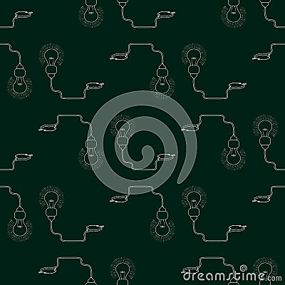 Outline lightbulb seamless pattern. vector idea symbol. energy illustration Cartoon Illustration