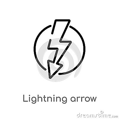 outline lightning arrow vector icon. isolated black simple line element illustration from technology concept. editable vector Vector Illustration