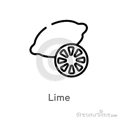 outline lime vector icon. isolated black simple line element illustration from gastronomy concept. editable vector stroke lime Vector Illustration