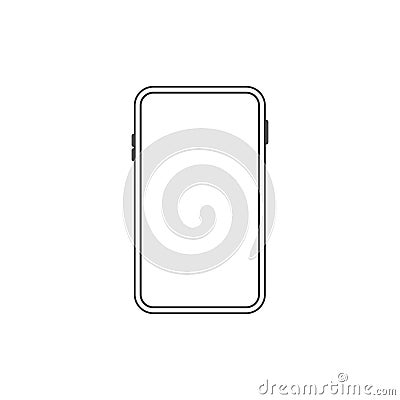 Outline line drawing modern smartphone. Elegant thin stroke line style design Stock Photo