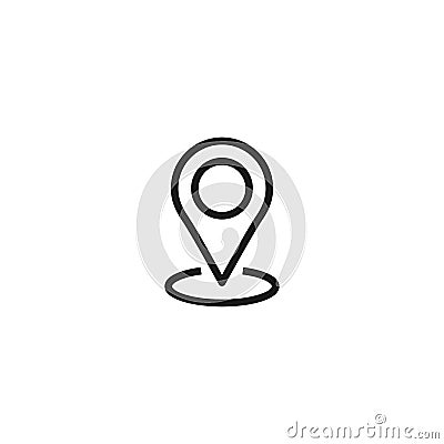 Outline location icon. GPS pointer. Map pin. Navigator guide. Vector line simple button. Vector Illustration