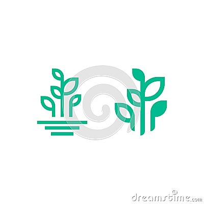 Outline logo of a growing seedling plant Vector Illustration