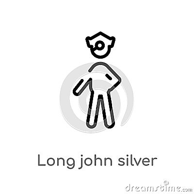 outline long john silver vector icon. isolated black simple line element illustration from literature concept. editable vector Vector Illustration