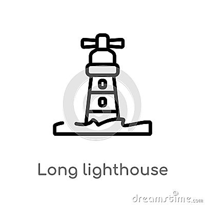 outline long lighthouse vector icon. isolated black simple line element illustration from nautical concept. editable vector stroke Vector Illustration