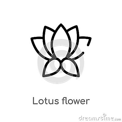 outline lotus flower vector icon. isolated black simple line element illustration from nature concept. editable vector stroke Vector Illustration