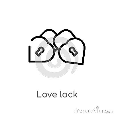 outline love lock vector icon. isolated black simple line element illustration from birthday party and wedding concept. editable Vector Illustration